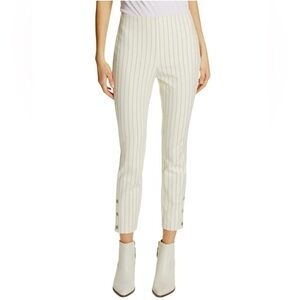 Rag & Bone Simone pinstripe snap cuff pants in ivory/black elastic waist size 6